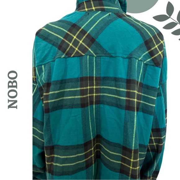 🛍️3/$40 NOBO Teal Plaid Button-Up Shacket | Brushed Flannel | Oversized Fit XXL - Picture 5 of 6